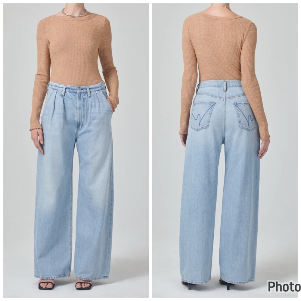 Citizens Of‎ Humanity Maritzy Pleated Trouser Denim Jeans Blue Size 26